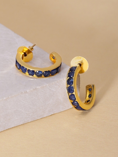

Pipa Bella Gold-Toned & Blue Circular Half Hoop Earrings