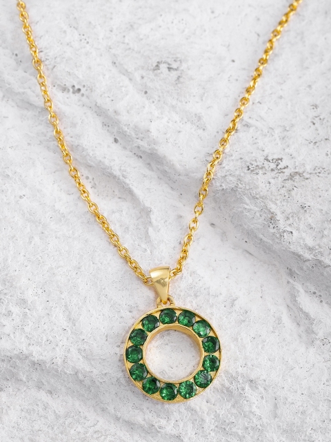 

Pipa Bella Women Gold-Toned & Green Albany Studded Pendant with Chain