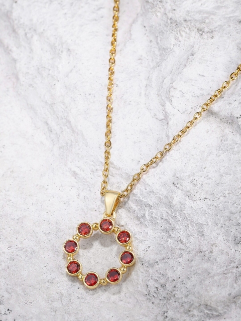 

Pipa Bella Gold-Toned & Red Stone-Studded Pendant with Chain