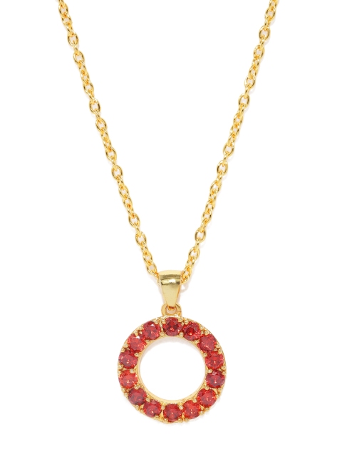 

Pipa Bella Women Gold-Toned & Red Jordan Studded Pendant with Chain