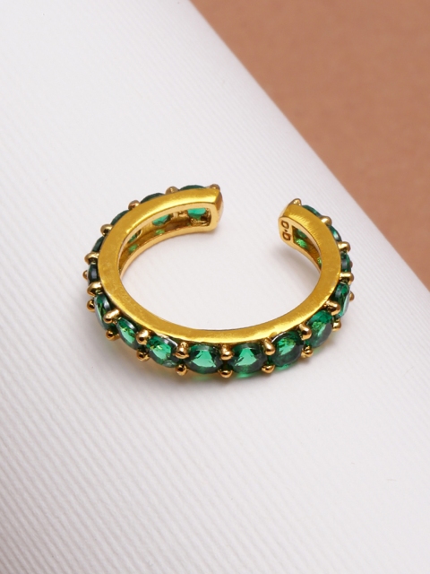 

Pipa Bella Gold-Toned & Green Jordan Studded Adjustable Finger Ring