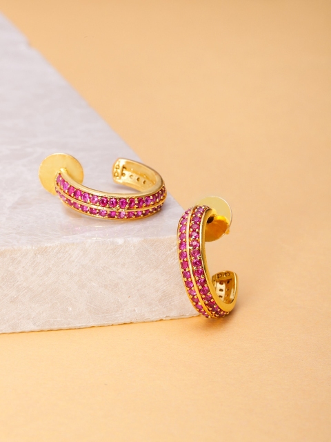 

Pipa Bella Gold-Plated & Pink Circular Half Hoop Earrings