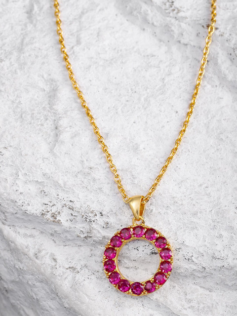 

Pipa Bella Women Gold-Toned & Pink Jordan Studded Pendant with Chain