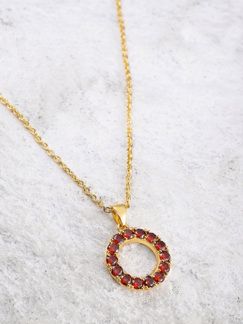 

Pipa Bella Women Gold-Toned & Red Albany Studded Pendant with Chain