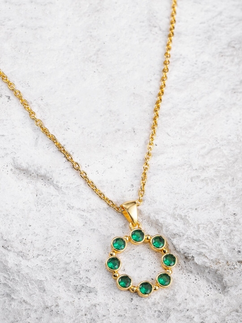 

Pipa Bella Gold-Toned & Green Stone-Studded Pendant with Chain