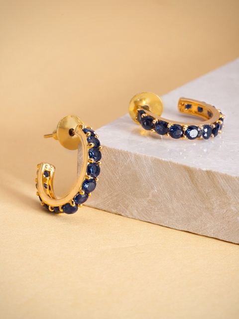 

Pipa Bella Gold-Plated & Blue Circular Half Hoop Earrings