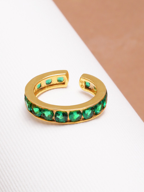 

Pipa Bella Gold-Toned & Green Albany Studded Adjustable Finger Ring