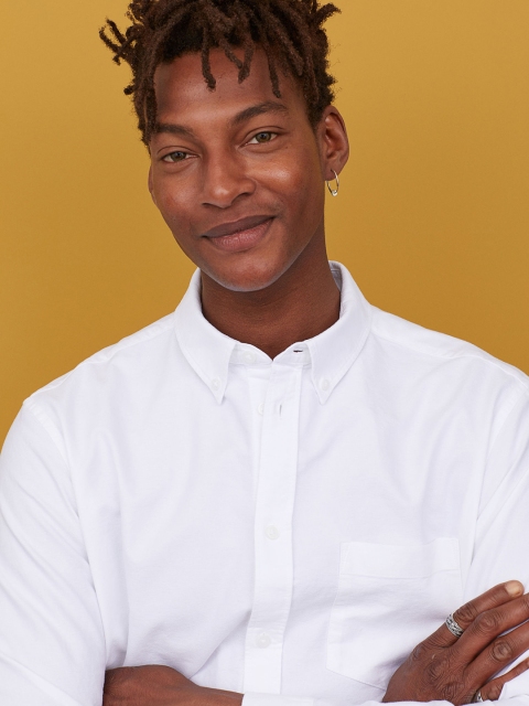 

H&M Men White Solid Oxford Shirt Regular Fit