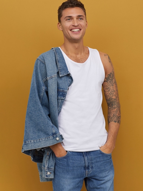 

H&M Men 2-pack Vest Sustainable Tops Regular Fit, White