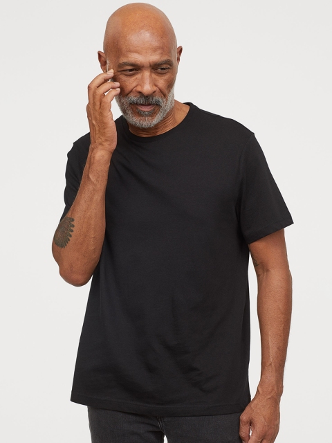

H&M Black Solid Round-Neck T-Sustainable Shirt Regular fit