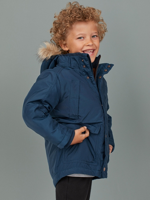 

H&M Boys Blue Solid Padded Parka