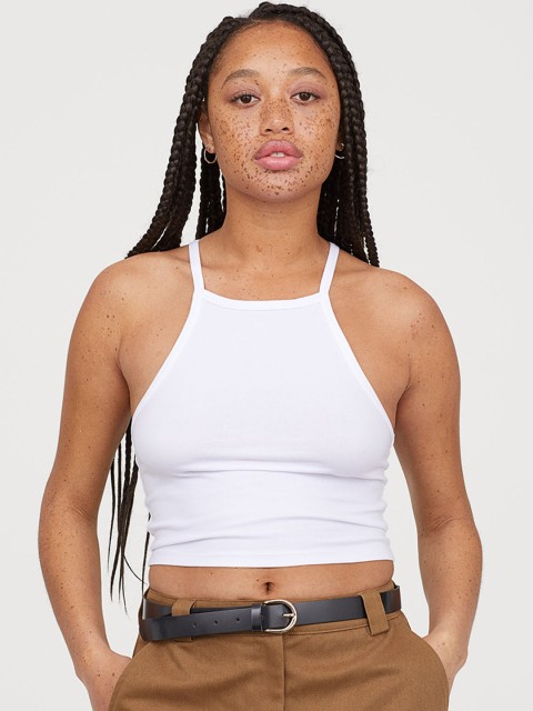 

H&M Women White Short Strappy Top