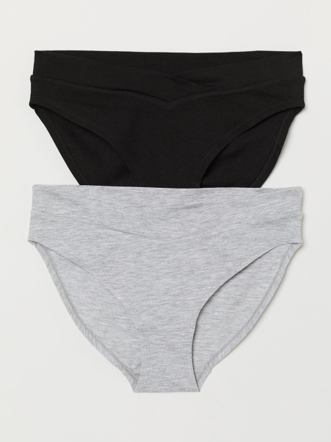

H&M Women Grey Solid MAMA 2-pack Sustainable Jersey briefs