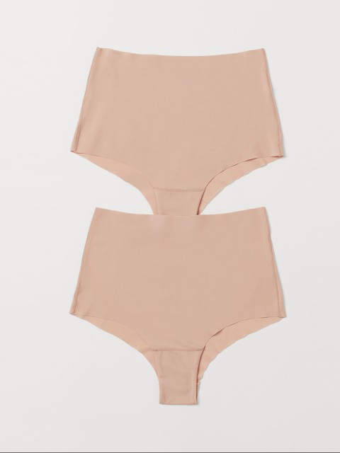 

H&M Women Solid 2-pack Light Shaping Briefs 0668956002, Nude