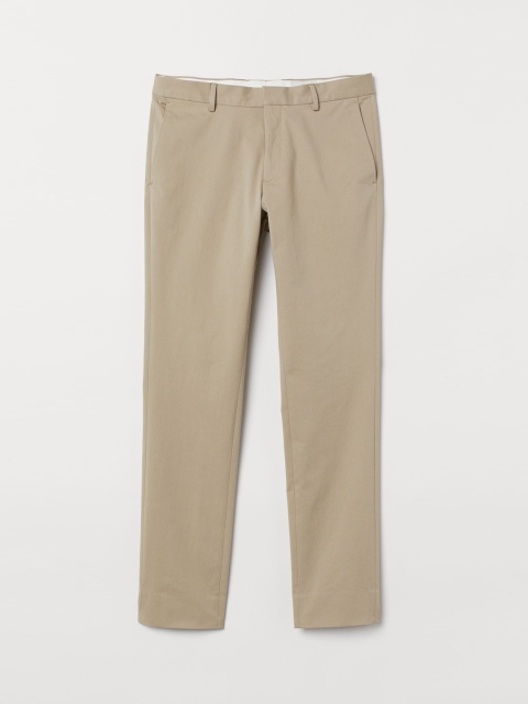 

H&M Men Beige Solid Cotton Chinos