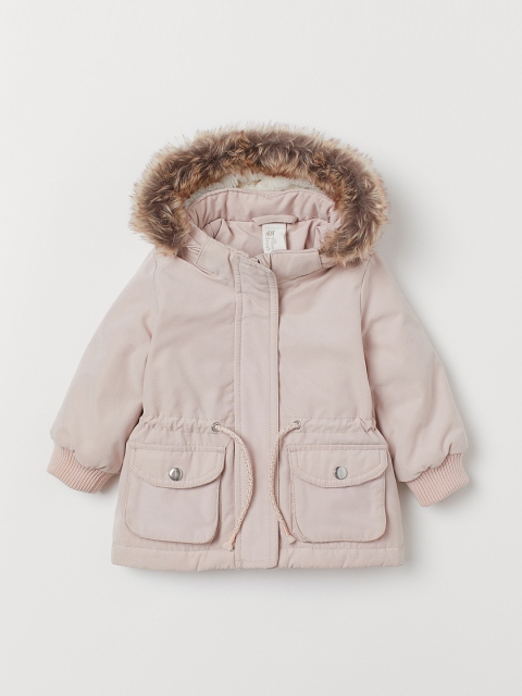 

H&M Girls Peach-Coloured Solid Padded Parka