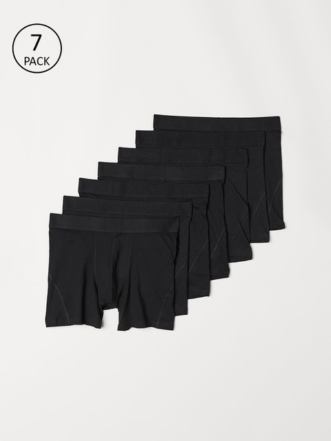

H&M Men Black Solid 7-pack mid trunks