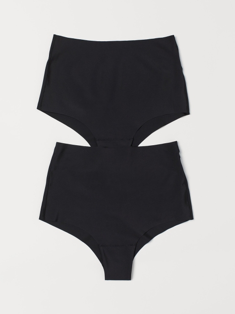 

H&M Women Solid 2-Pack Light Shaping Briefs 0668956001, Black