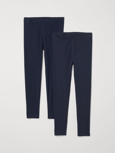 

H&M Girls Blue Solid 2-Pack Sustainable Leggings