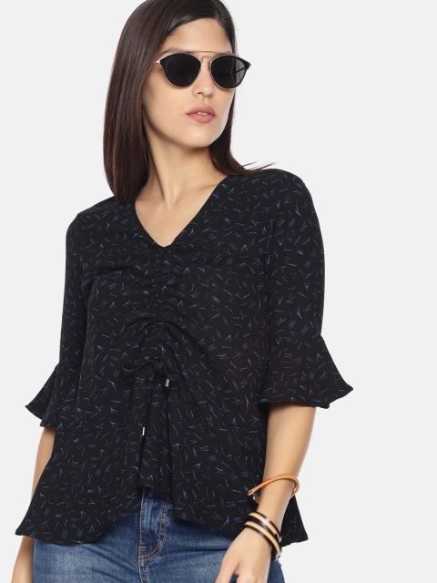 

The Roadster Lifestyle Co Women Black Printed A-Line Top
