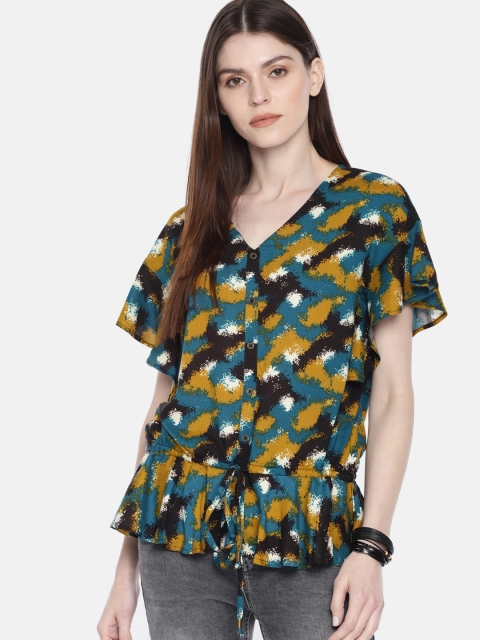 

The Roadster Lifestyle Co Women Multicoloured Printed Cinched Waist Top, Multi