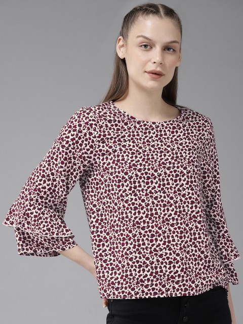 

Roadster Women Off-White Leopard Printed Top