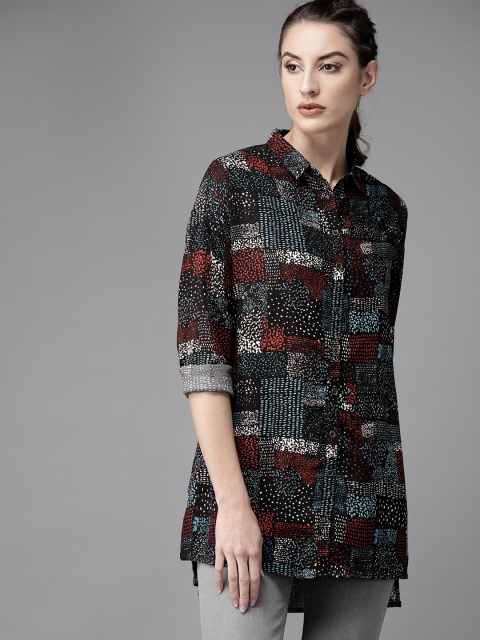 

The Roadster Lifestyle Co Women Black & Red Printed Shirt