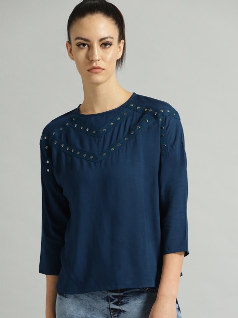 

Roadster Women Navy Blue Solid Top