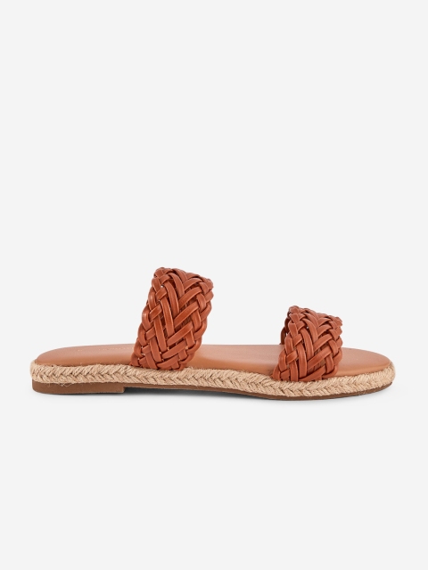 

DOROTHY PERKINS Women Brown Woven Design Open Toe Flats