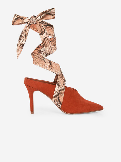 

DOROTHY PERKINS Women Rust Brown Tie-Up Mules