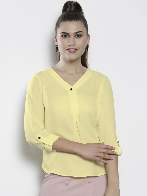 

DOROTHY PERKINS Women Yellow Solid Shirt Style Top