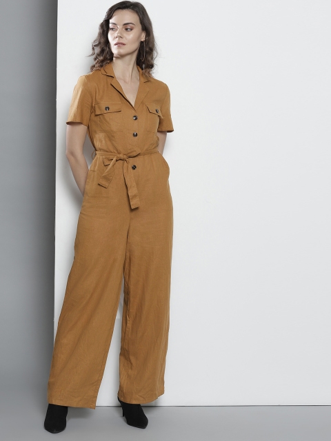 

DOROTHY PERKINS Women Brown Solid Basic Jumpsuit