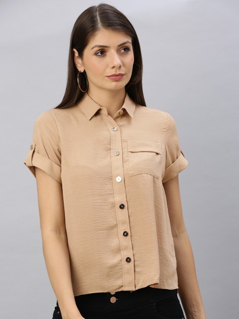 

DOROTHY PERKINS Women Beige Solid Shirt