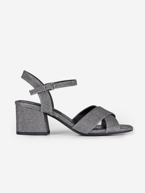 

DOROTHY PERKINS Women Gunmetal-Toned Shimmer Block Heels, Metallic