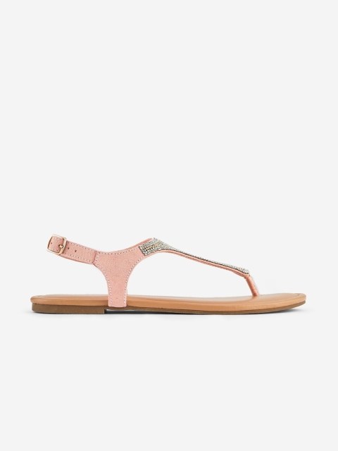 

DOROTHY PERKINS Women Pink Embellished T-Strap Flats
