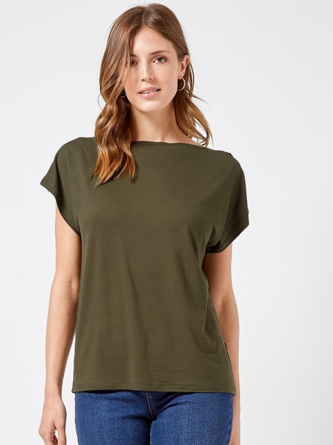 

DOROTHY PERKINS Women Olive Green Solid Top
