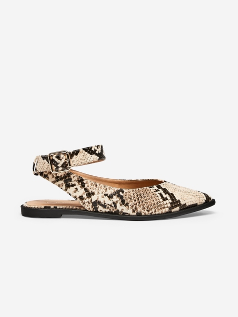 

DOROTHY PERKINS Women Beige & Brown Snakeskin Textured Ballerinas