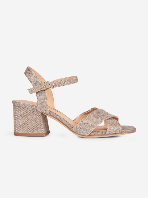

DOROTHY PERKINS Women Gold-Toned Shimmer Block Heels