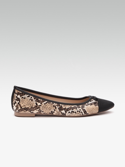 

DOROTHY PERKINS Women Beige & Brown Snakeskin Textured Ballerinas