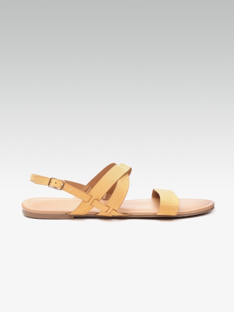 

DOROTHY PERKINS Women Mustard Yellow Solid Open Toe Flats