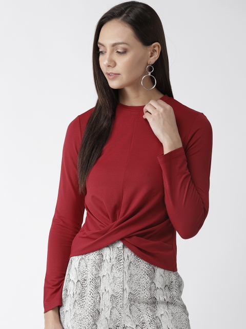 

Madame Women Maroon Solid Twisted Top