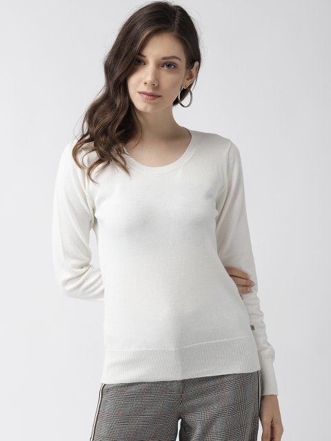 

Madame Women Off-White Solid Sweater