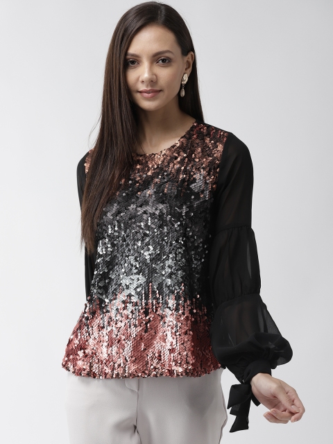 

Madame Women Black Sequinned Top