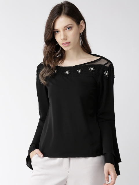

Madame Women Black Solid Styled Back Top