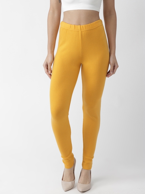 

Madame Women Yellow Solid Ankle-Length Winter Leggings