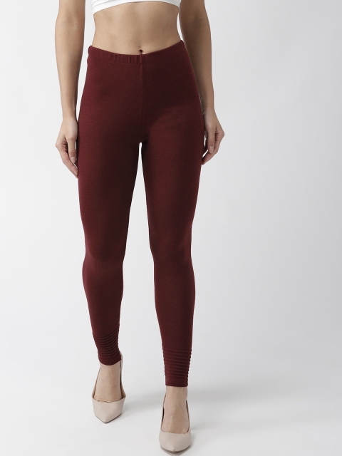 

Madame Women Burgundy Solid Ankle-Length Winter Leggings