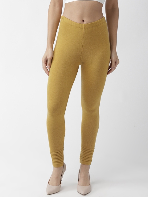 

Madame Women Mustard Yellow Solid Ankle-Length Winter Leggings