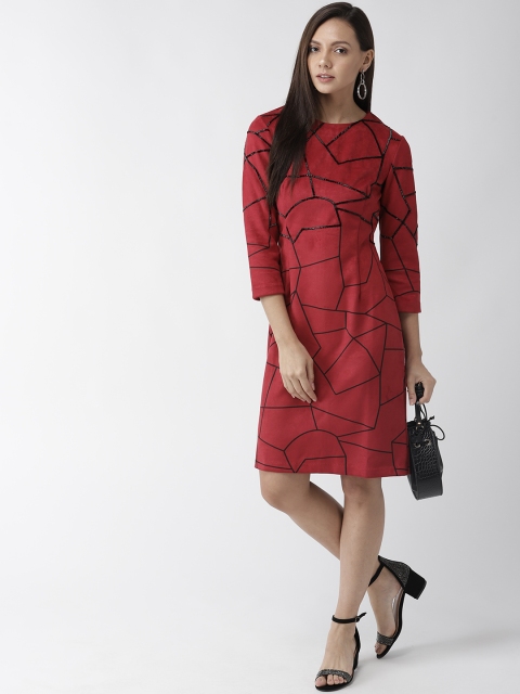 

Madame Women Red & Black Embellished Sheath Dress