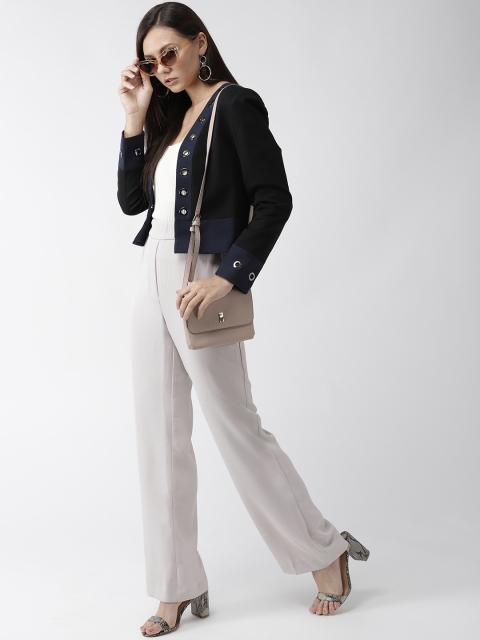 

Madame Women Black Solid Front Open Blazer