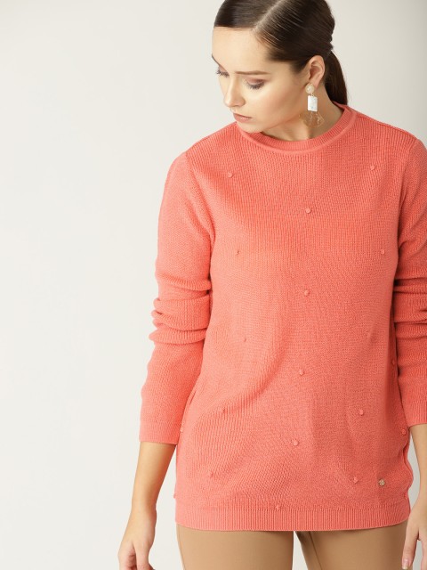 

Allen Solly Woman Women Peach-Coloured Solid Sweater
